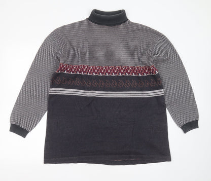 Blue Harbour Womens Grey Roll Neck Geometric Cotton Pullover Jumper Size M