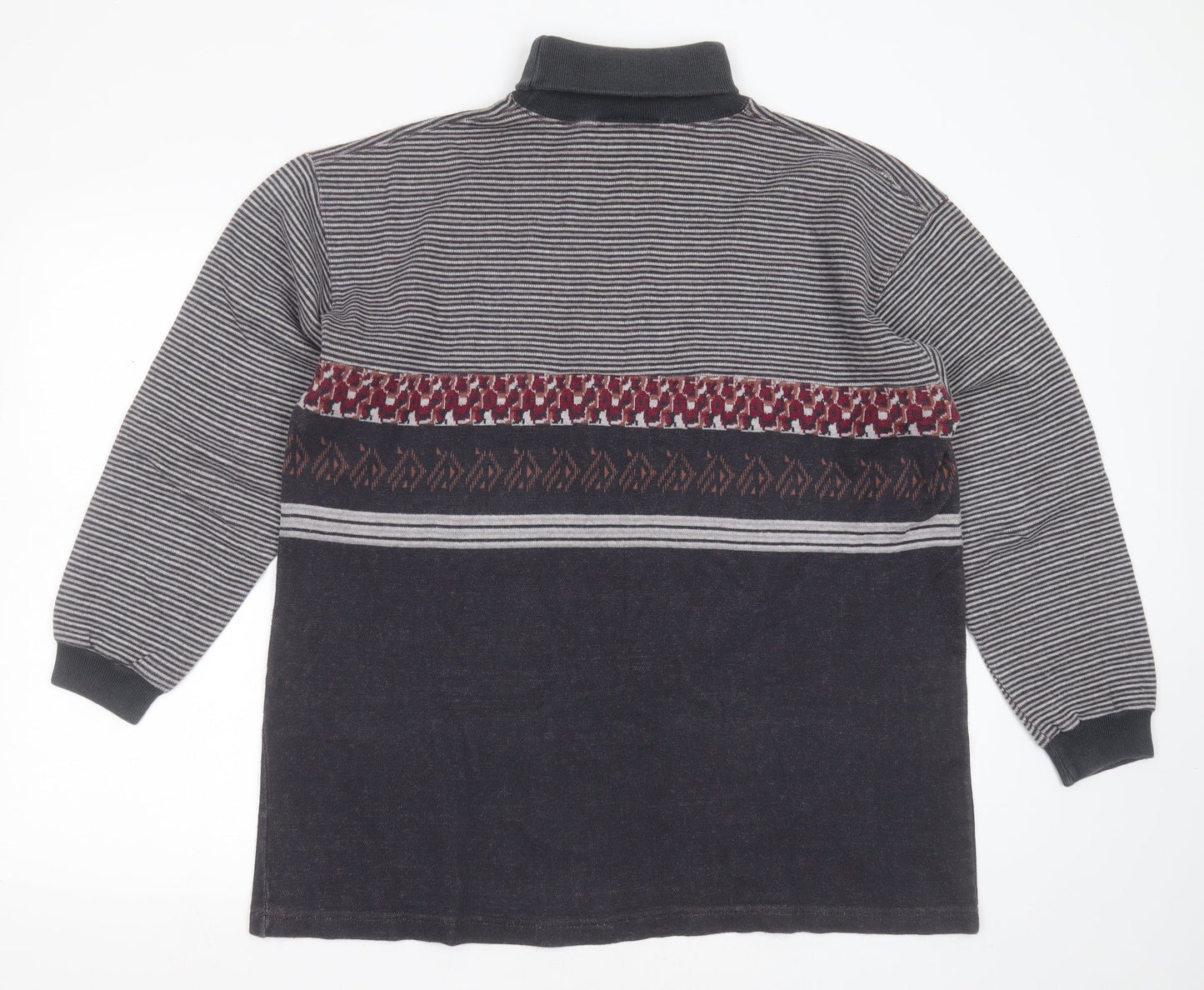 Blue Harbour Womens Grey Roll Neck Geometric Cotton Pullover Jumper Size M