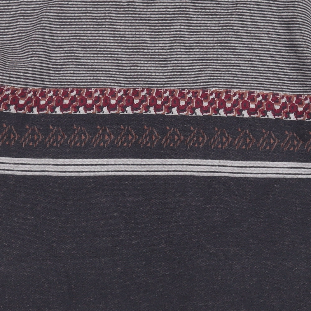 Blue Harbour Womens Grey Roll Neck Geometric Cotton Pullover Jumper Size M