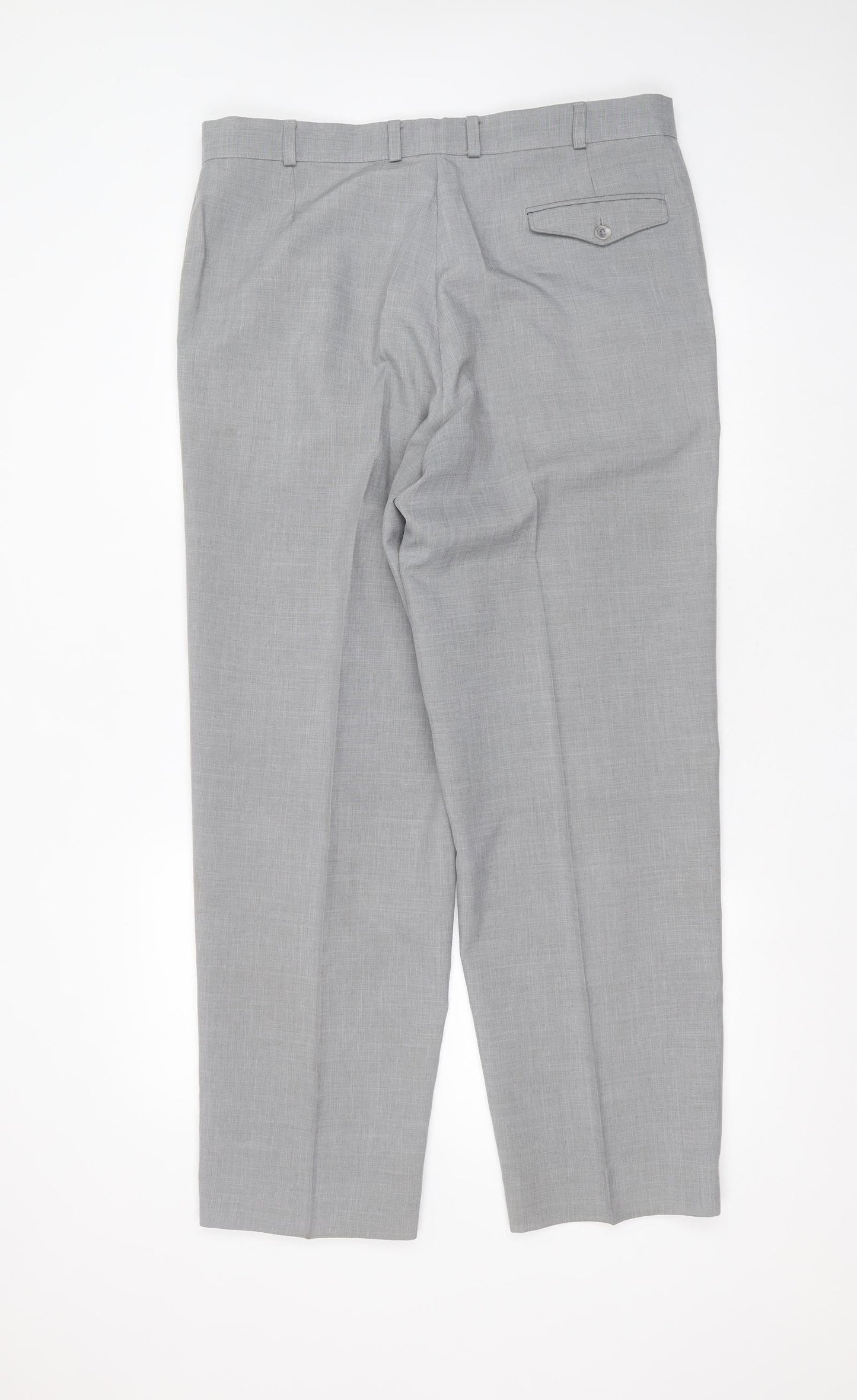 Marks and Spencer Mens Grey  Polyester Trousers  Size 36 in L31 in Regular Zip