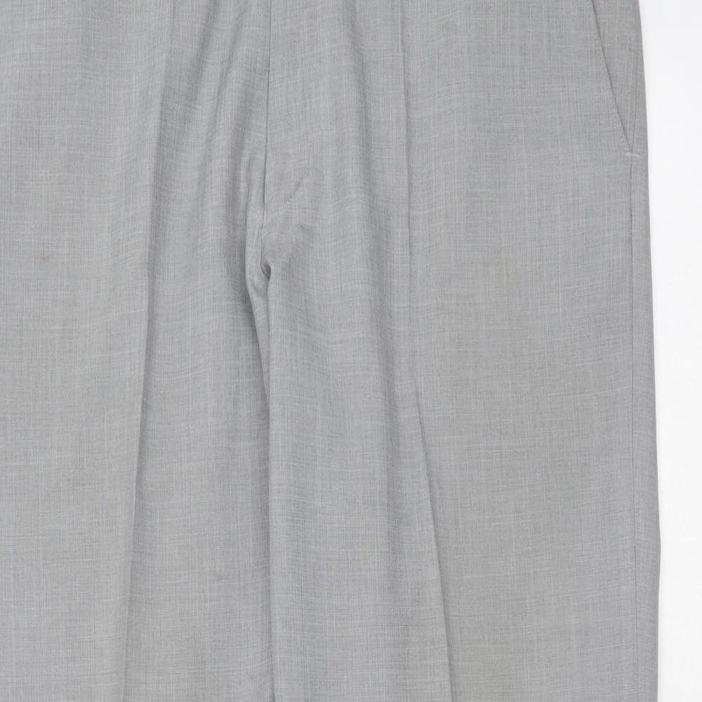 Marks and Spencer Mens Grey  Polyester Trousers  Size 36 in L31 in Regular Zip