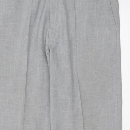 Marks and Spencer Mens Grey  Polyester Trousers  Size 36 in L31 in Regular Zip
