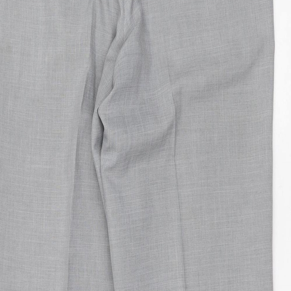Marks and Spencer Mens Grey  Polyester Trousers  Size 36 in L31 in Regular Zip