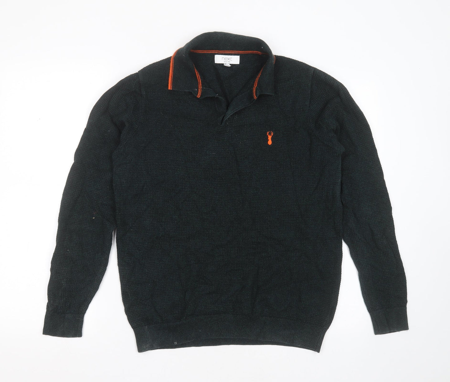 NEXT Mens Green Collared  Cotton Pullover Jumper Size M