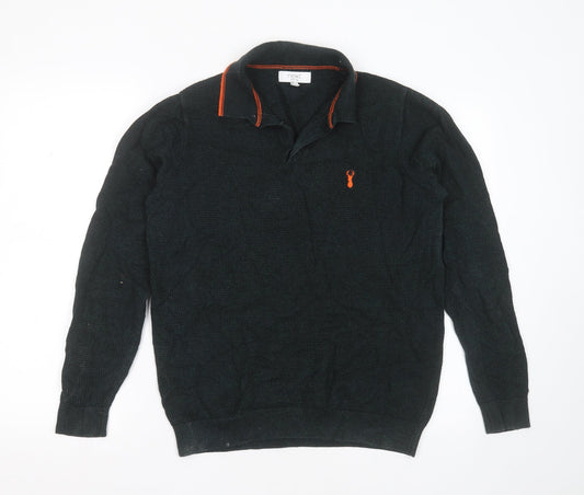 NEXT Mens Green Collared  Cotton Pullover Jumper Size M