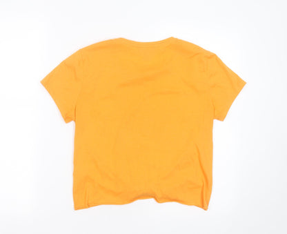 Primark Womens Orange  Polyester Basic T-Shirt Size S Round Neck - don't stress about it