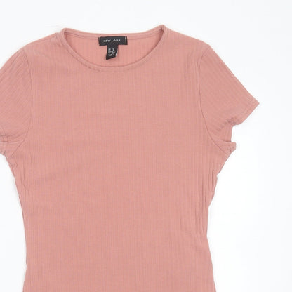 New Look Womens Pink Striped Polyester Bodysuit One-Piece Size 10