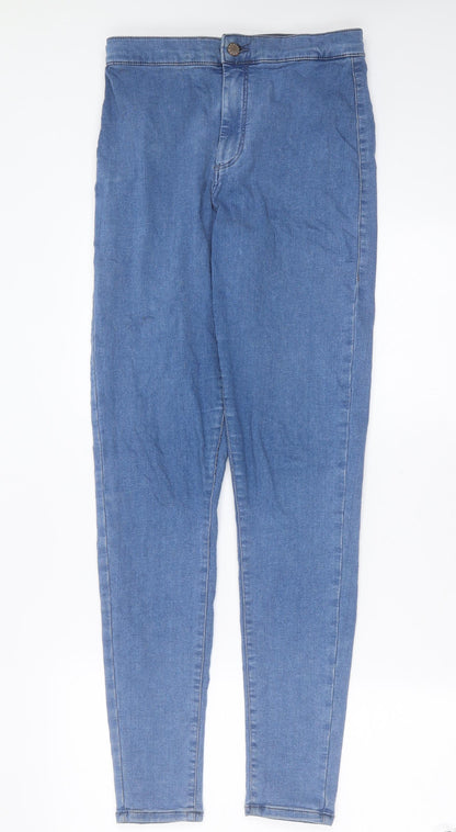 Topshop Womens Blue  Cotton Skinny Jeans Size 28 in L31 in Extra-Slim