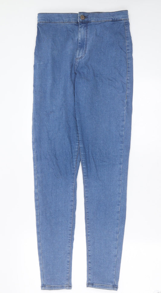 Topshop Womens Blue  Cotton Skinny Jeans Size 28 in L31 in Extra-Slim