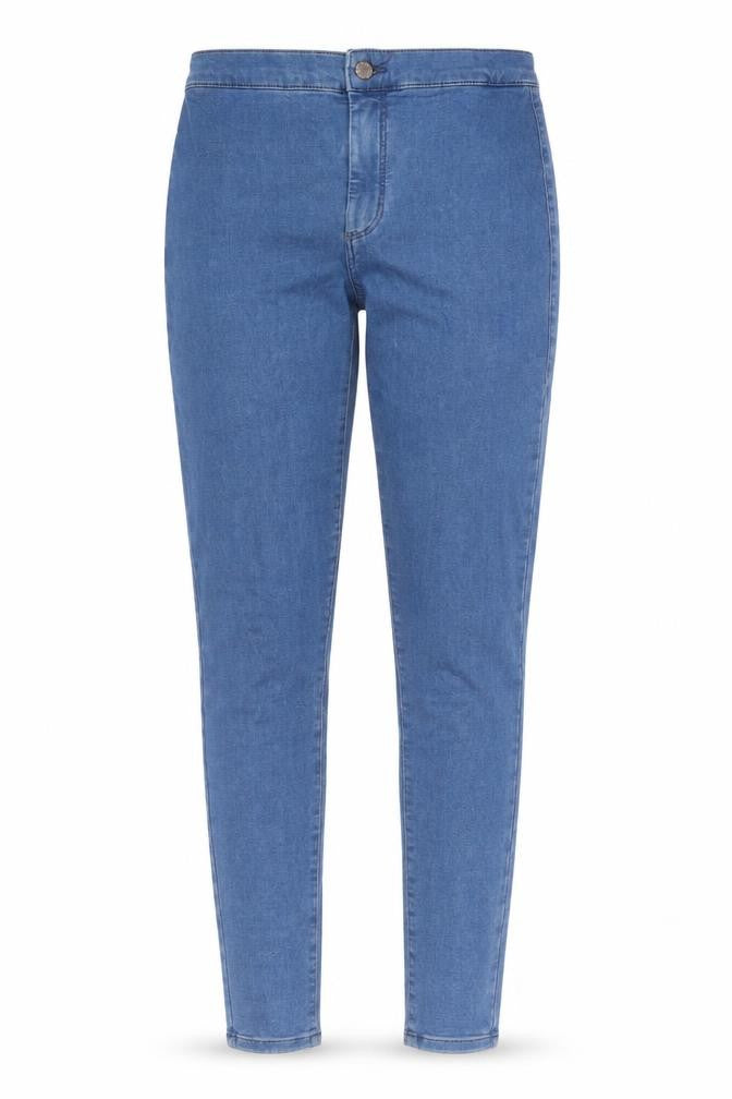 Front view of Topshop women’s blue cotton skinny jeans, size UK 28, in, 31-inch leg extra-slim