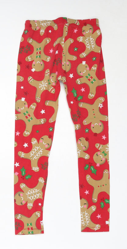 TU Boys Red  Cotton Capri Trousers Size 9 Months  Regular  - Christmas Gingerbread