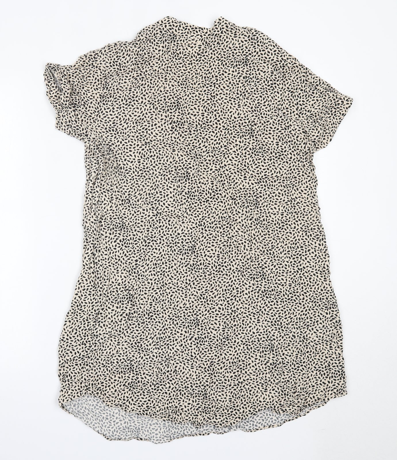 H&M Womens Ivory Animal Print Viscose Mini  Size 10  V-Neck