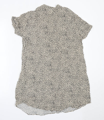 H&M Womens Ivory Animal Print Viscose Mini  Size 10  V-Neck