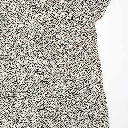 H&M Womens Ivory Animal Print Viscose Mini  Size 10  V-Neck