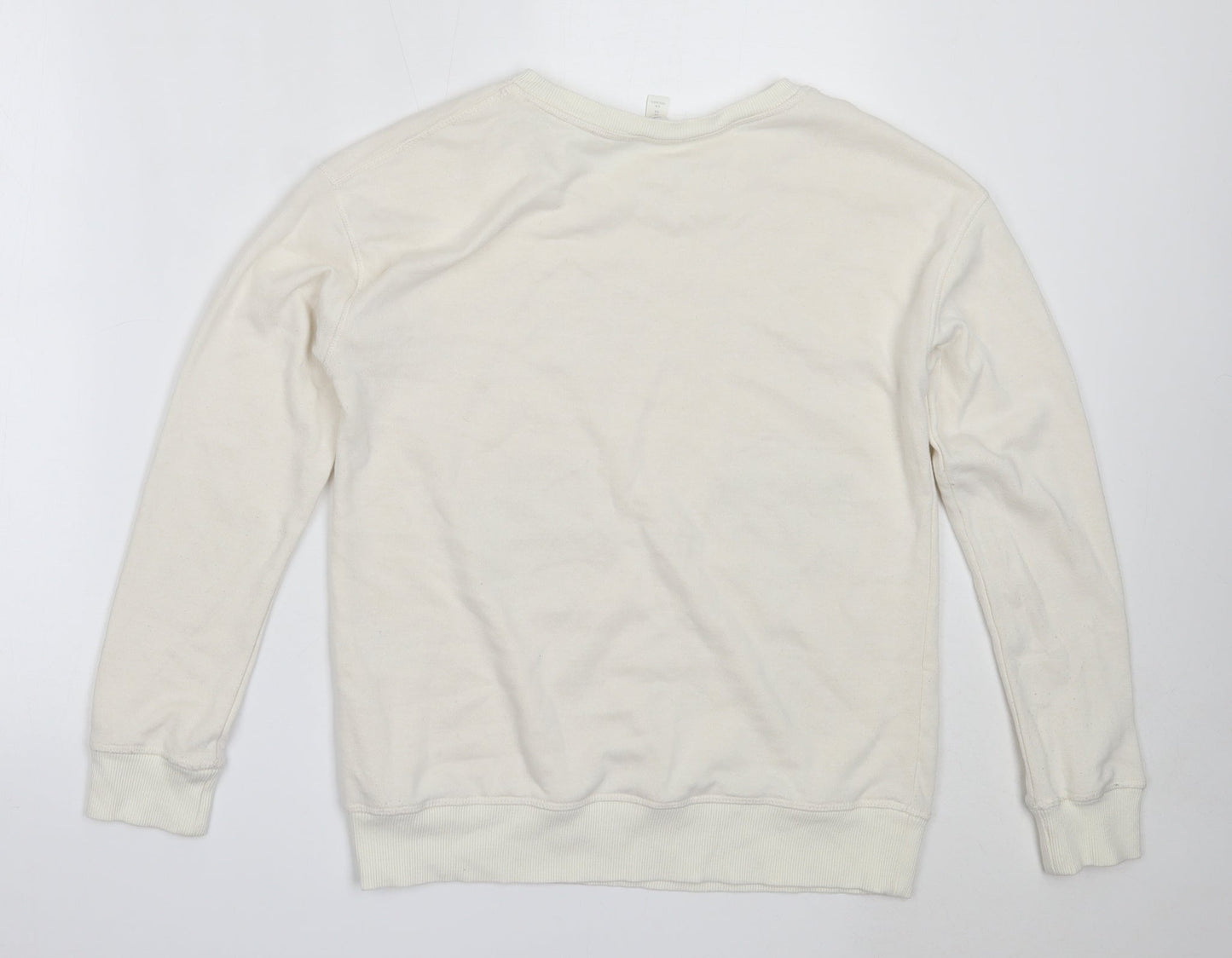 H&M Womens Ivory  Cotton Pullover Sweatshirt Size XS   - mickey mouse