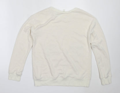 H&M Womens Ivory  Cotton Pullover Sweatshirt Size XS   - mickey mouse