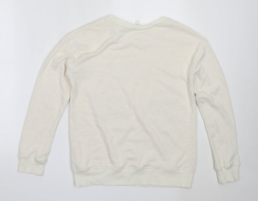 H&M Womens Ivory  Cotton Pullover Sweatshirt Size XS   - mickey mouse