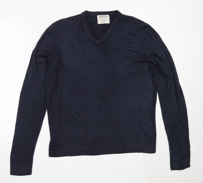 Burton Mens Blue V-Neck  Acrylic Pullover Jumper Size M