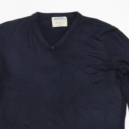 Burton Mens Blue V-Neck  Acrylic Pullover Jumper Size M