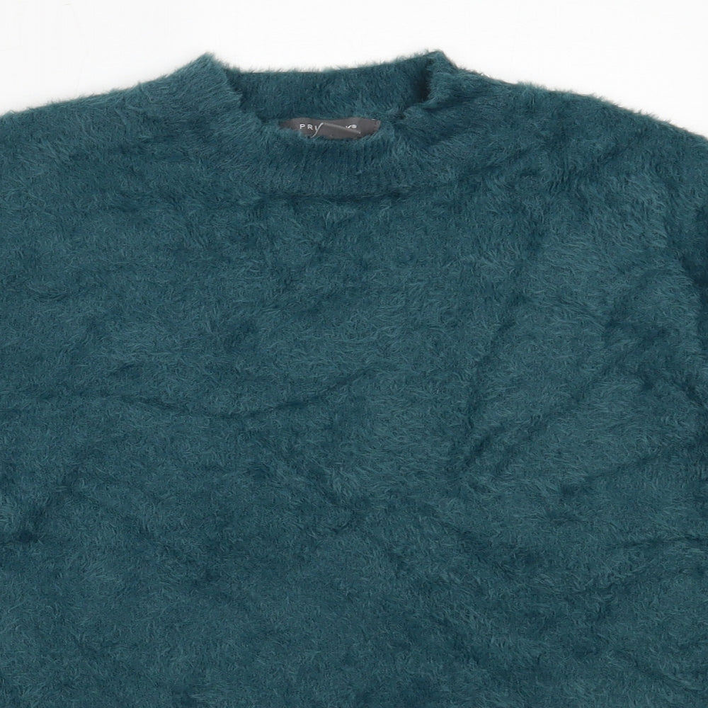 Primark Womens Blue Round Neck  Nylon Pullover Jumper Size S