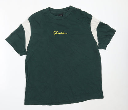 River Island Girls Green  Cotton Basic T-Shirt Size XL Round Neck