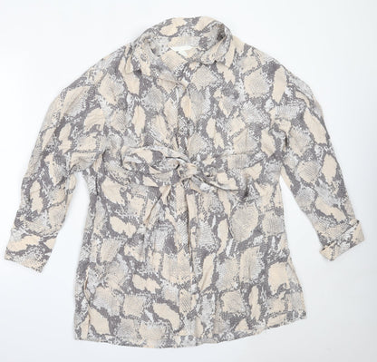 Womens UK Size M H&M Beige Basic Button-Up