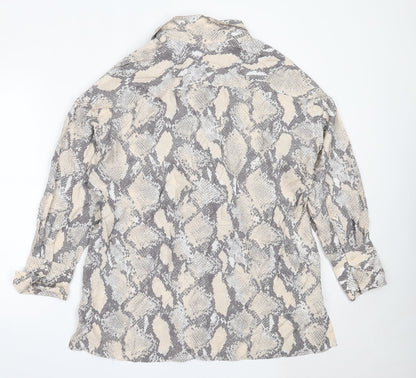 Womens UK Size M H&M Beige Basic Button-Up