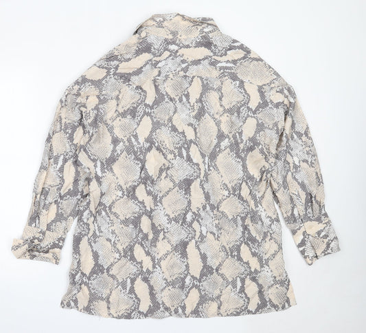 Womens UK Size M H&M Beige Basic Button-Up