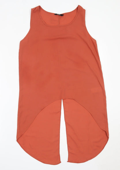 F&F Womens Orange  Polyester Basic Blouse Size 10 Round Neck