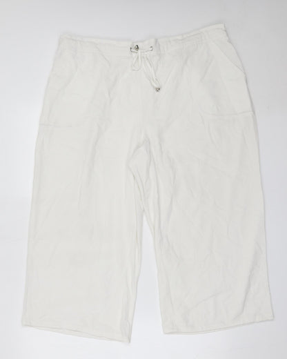 Matalan Womens White  Polyester Cropped Trousers Size 20 L20.5 in Regular