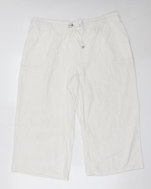 Matalan Womens White  Polyester Cropped Trousers Size 20 L20.5 in Regular