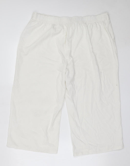 Matalan Womens White  Polyester Cropped Trousers Size 20 L20.5 in Regular