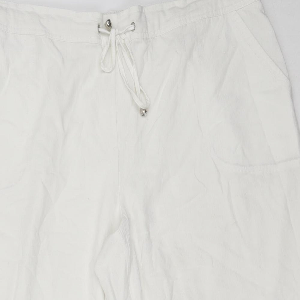 Matalan Womens White  Polyester Cropped Trousers Size 20 L20.5 in Regular