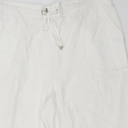 Matalan Womens White  Polyester Cropped Trousers Size 20 L20.5 in Regular
