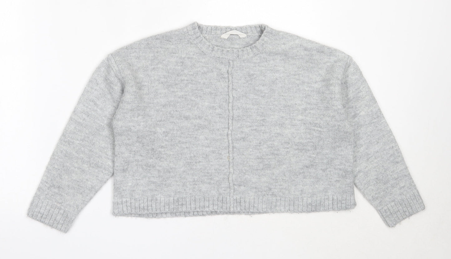 Matalan Girls Grey Round Neck  Acrylic Pullover Jumper Size 10 Years