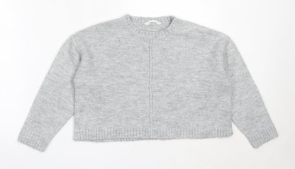 Matalan Girls Grey Round Neck  Acrylic Pullover Jumper Size 10 Years