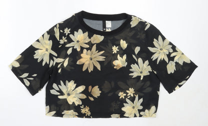 Womens UK Size 12 H&M Black Cropped Blouse
