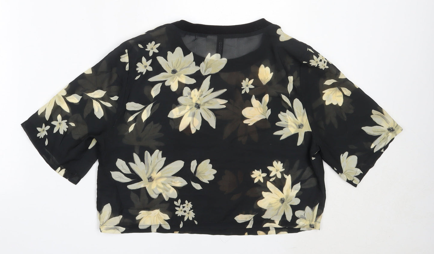 Womens UK Size 12 H&M Black Cropped Blouse