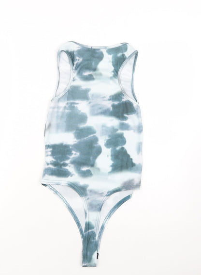 PRETTYLITTLETHING Womens Green Batik Polyester Bodysuit One-Piece Size 8  Snap