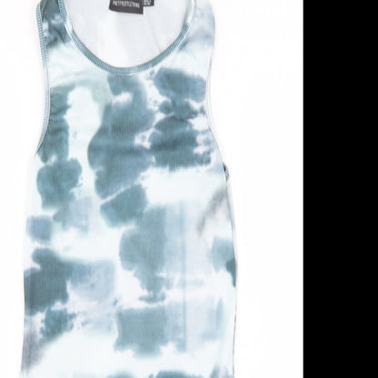 PRETTYLITTLETHING Womens Green Batik Polyester Bodysuit One-Piece Size 8  Snap