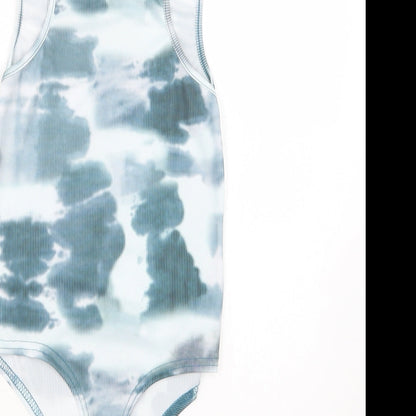 PRETTYLITTLETHING Womens Green Batik Polyester Bodysuit One-Piece Size 8  Snap