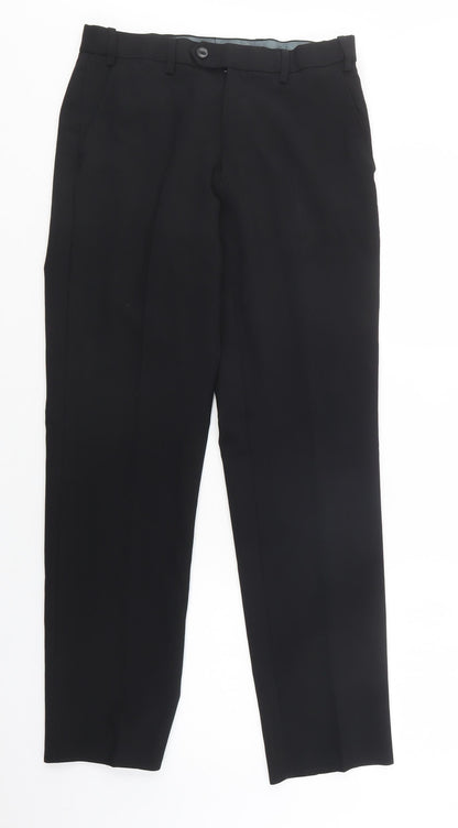 M&S Mens Black  Polyester Dress Pants Trousers Size 30 L31 in Regular Button
