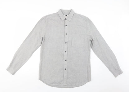 Mens UK Size S Topman Grey  Button-Up Long Sleeve Casual Shirt