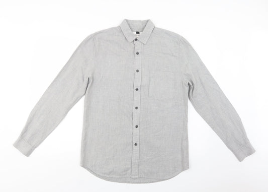 Topman Mens Grey  Cotton  Button-Up Size S Collared Button