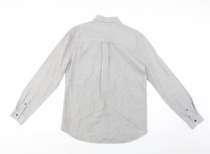 Mens UK Size S Topman Grey  Button-Up Long Sleeve Casual Shirt