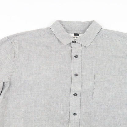 Mens UK Size S Topman Grey  Button-Up Long Sleeve Casual Shirt