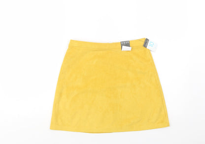 Primark Womens Yellow  Polyester Mini Skirt Size 10   Zip