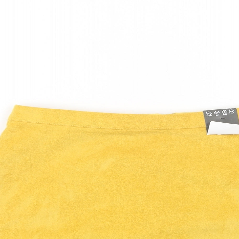 Primark Womens Yellow  Polyester Mini Skirt Size 10   Zip