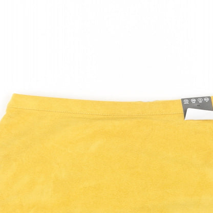 Primark Womens Yellow  Polyester Mini Skirt Size 10   Zip