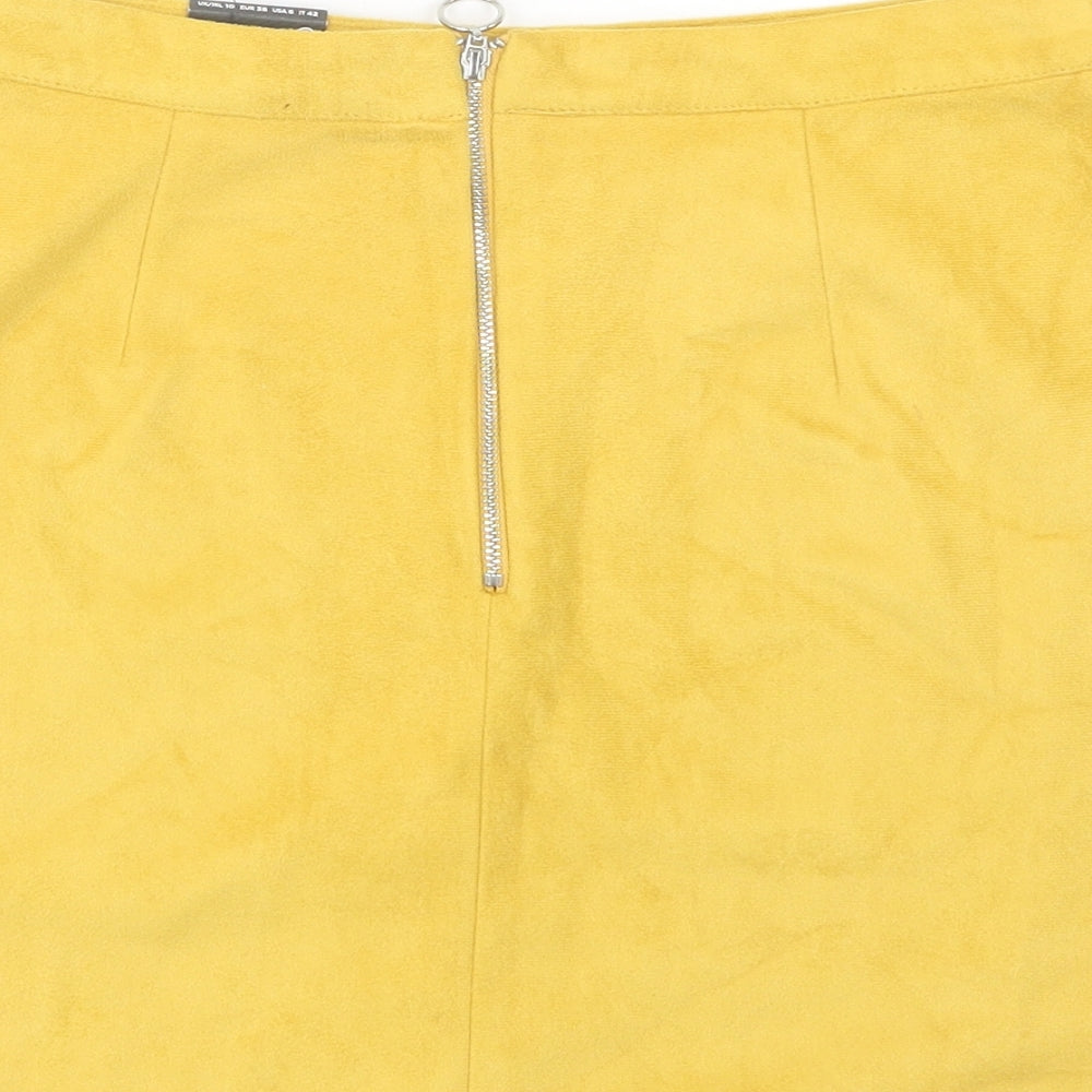 Primark Womens Yellow  Polyester Mini Skirt Size 10   Zip